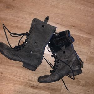 Gray Steve Madden Combat Boots